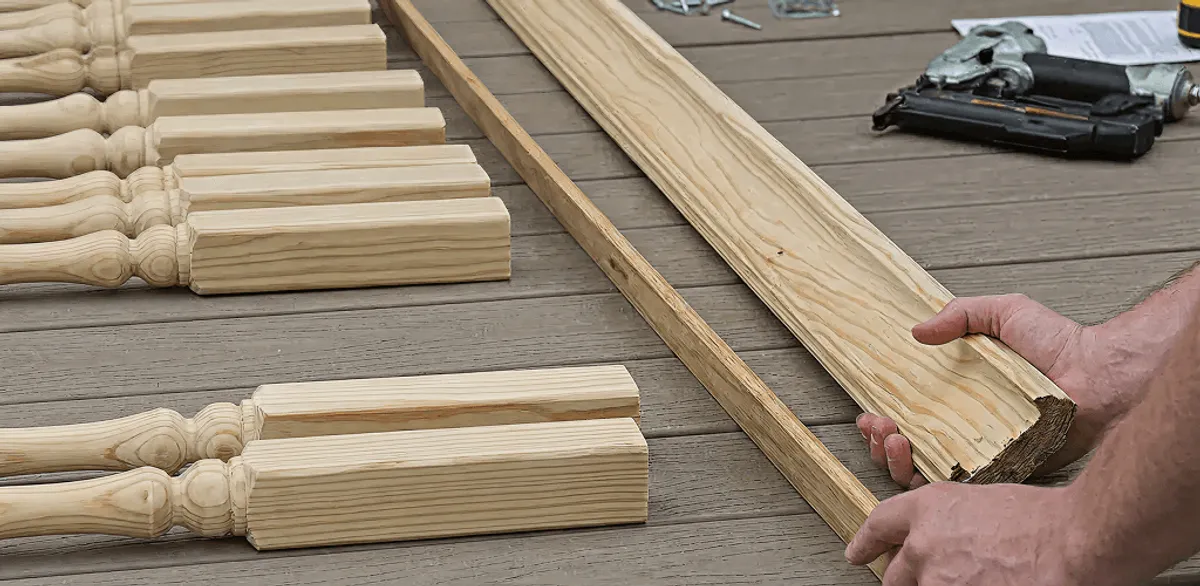 Handrail installation materials and wood components for stair rail work in Eugene, OR